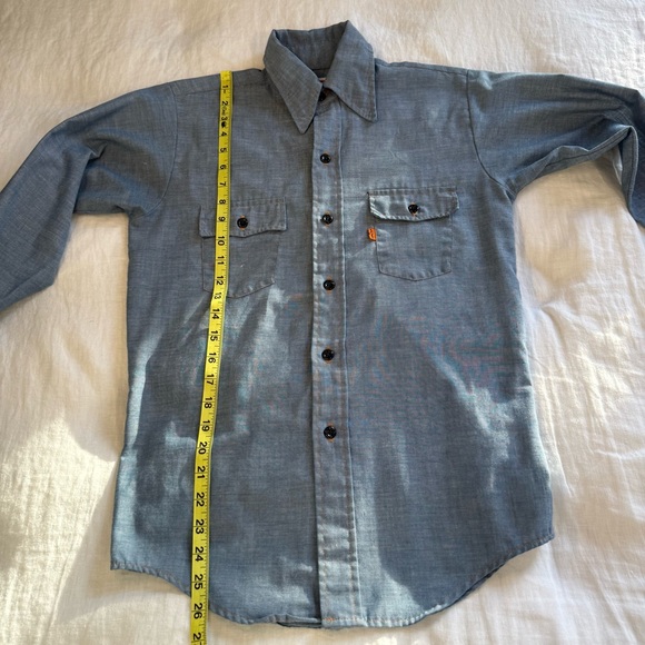 Vintage Levi's Orange Tab Hand Embroidered Button Up Chambray Shirt Bald Eagle - Picture 12 of 15